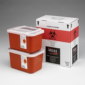 Two, One-gallon sharps disposal mailback containers