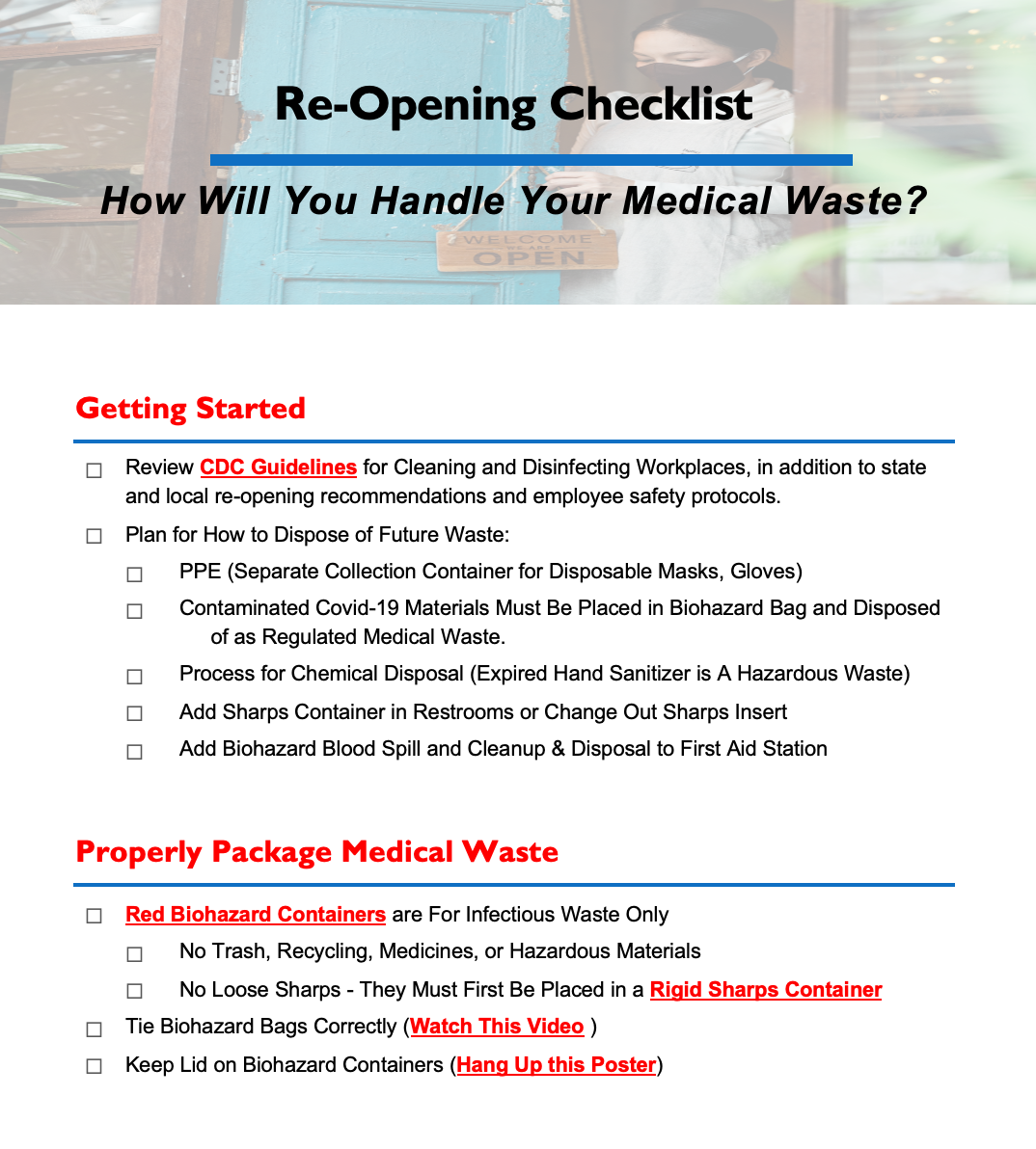 Reopen Checklist
