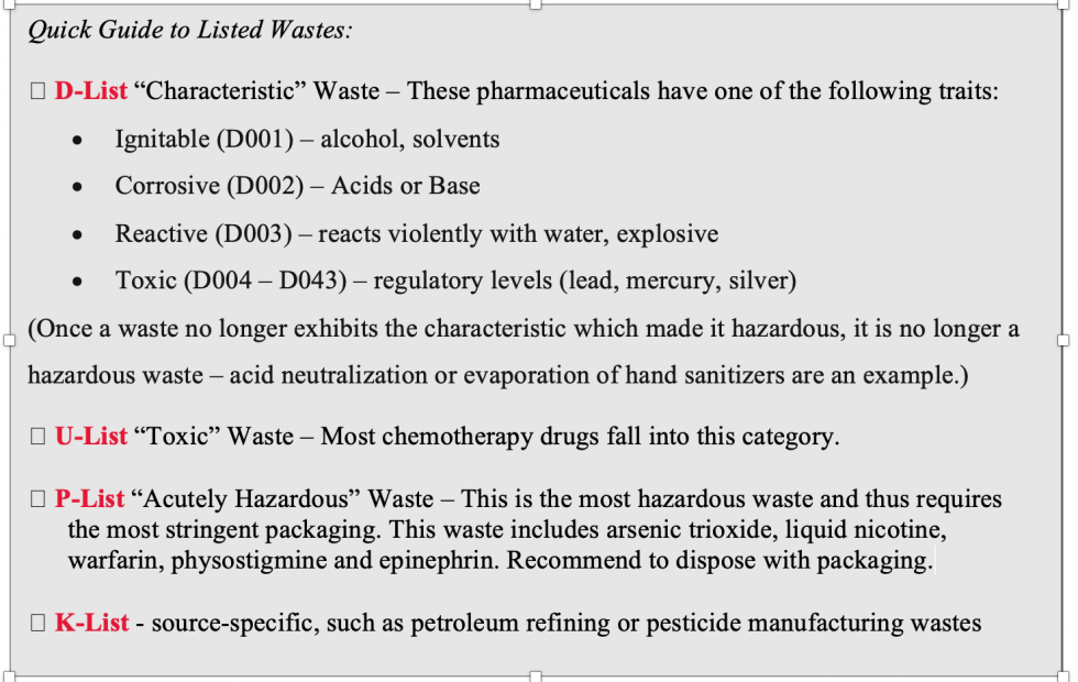 WI Hazardous Waste Generator Improvements Rule Healthcare