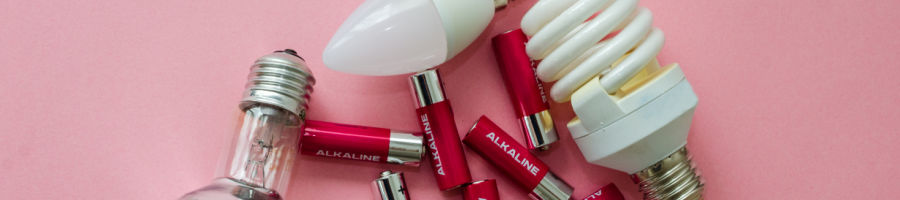 light bulbs and batteries laying around