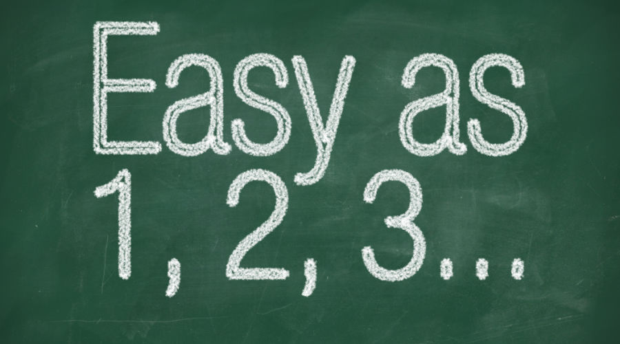 Easy as 1,2,3 text written on chalkboard