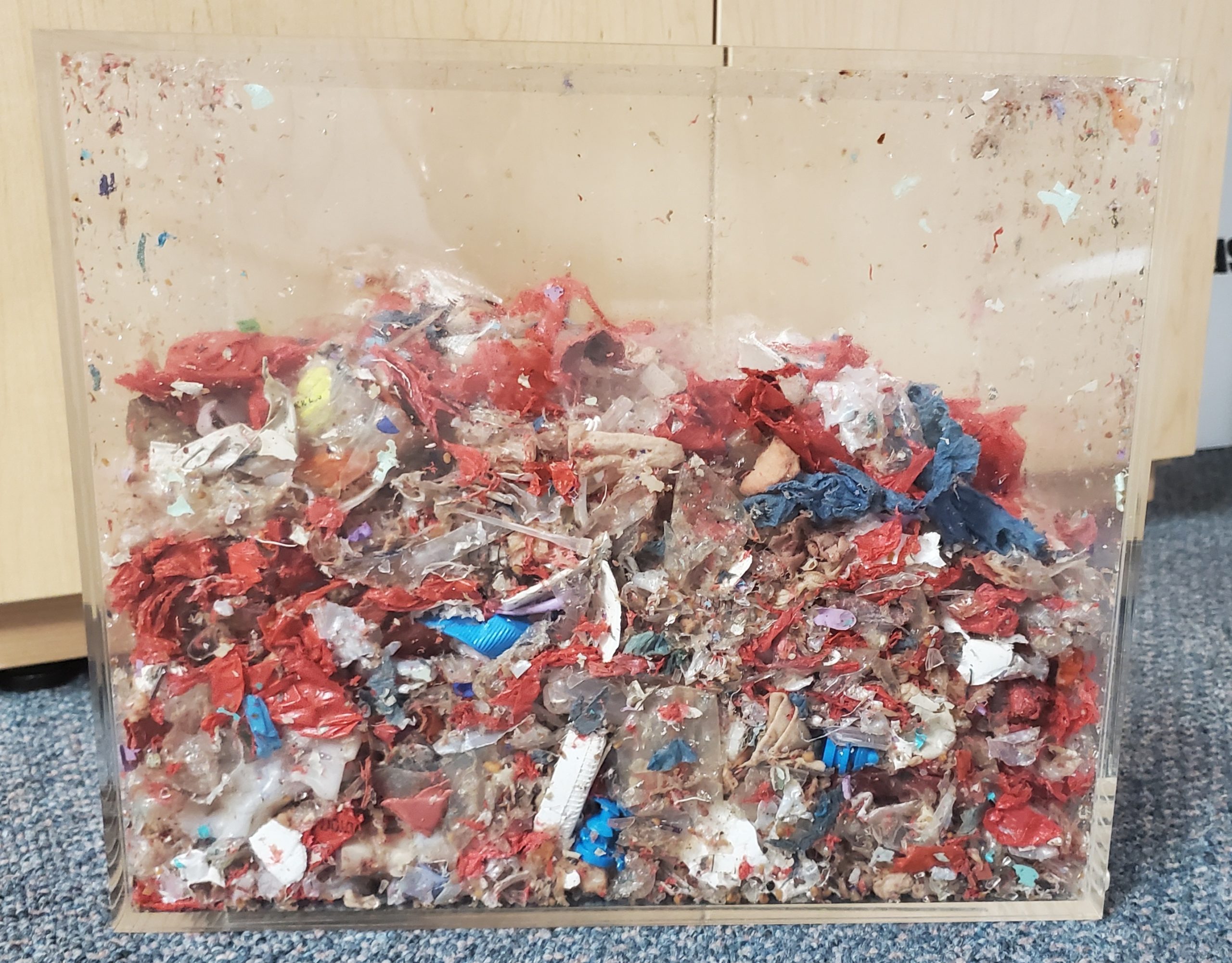 Shredded medical waste after being disinfected