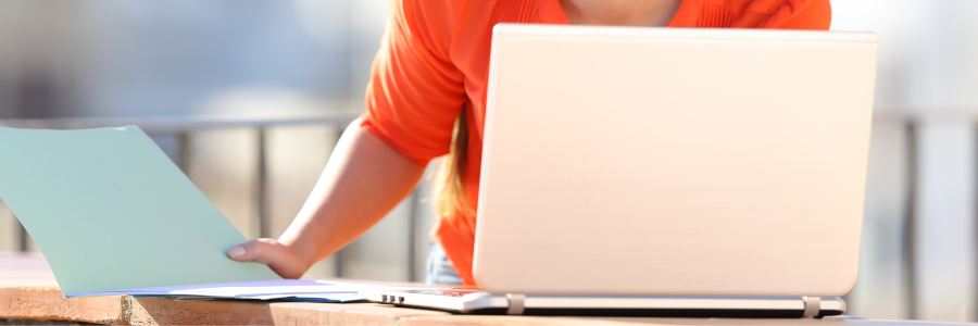 Genesis for Waste Report Woman submitting report on laptop