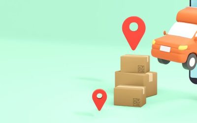Packages and delivery truck illustration