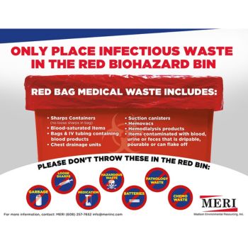 What can and can't go in a red biohazard bin